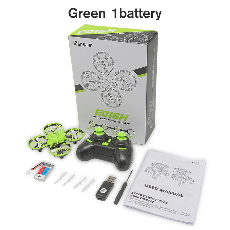 green 1 battery Лучшее качество, Eachine, E016H, мини, высота, удерживающий режим, 8 минут, время полета, 2,4G, Радиоуправляемый Дрон, Квадрокоптер, RTF - Цвет: green 1 battery