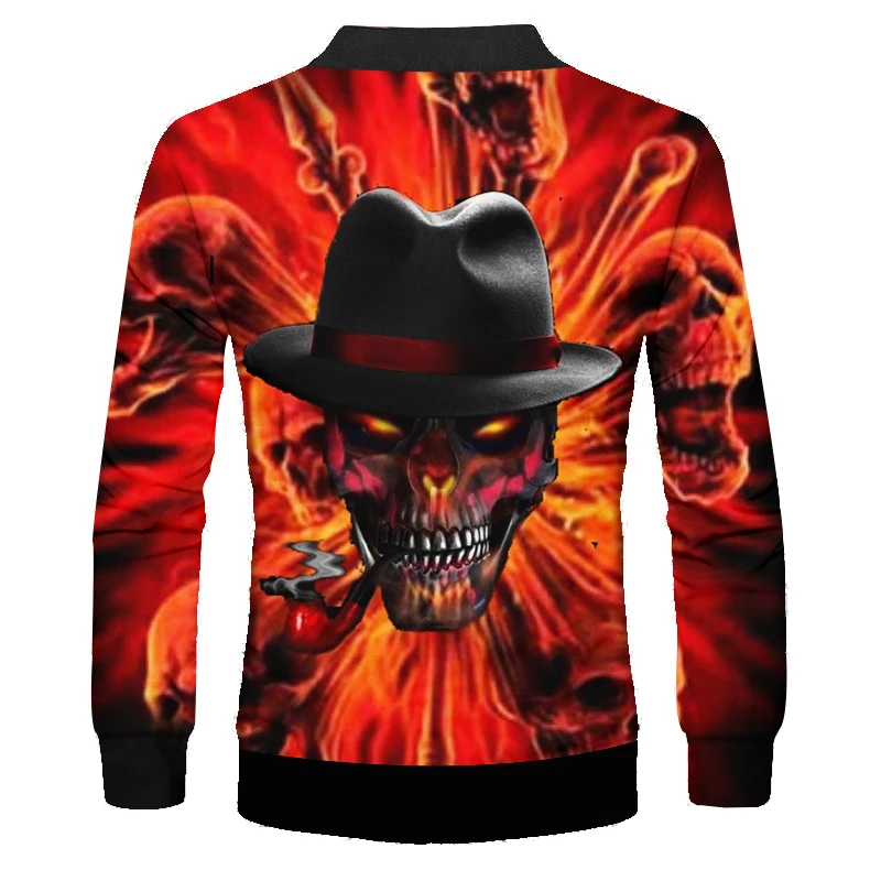 OGKB зимняя мужская куртка на молнии с 3D принтом черепа уличная одежда размера плюс