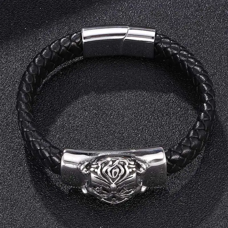 Мужской браслет-Талисман из натуральной кожи в стиле панк | Украшения и