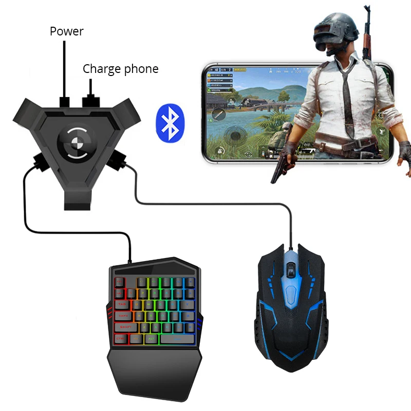 

Контроллер PUBG для мобильных геймпадов, игровой конвертер с клавиатурой и мышью для телефонов Android и ПК, адаптер Bluetooth «подключи и работай»