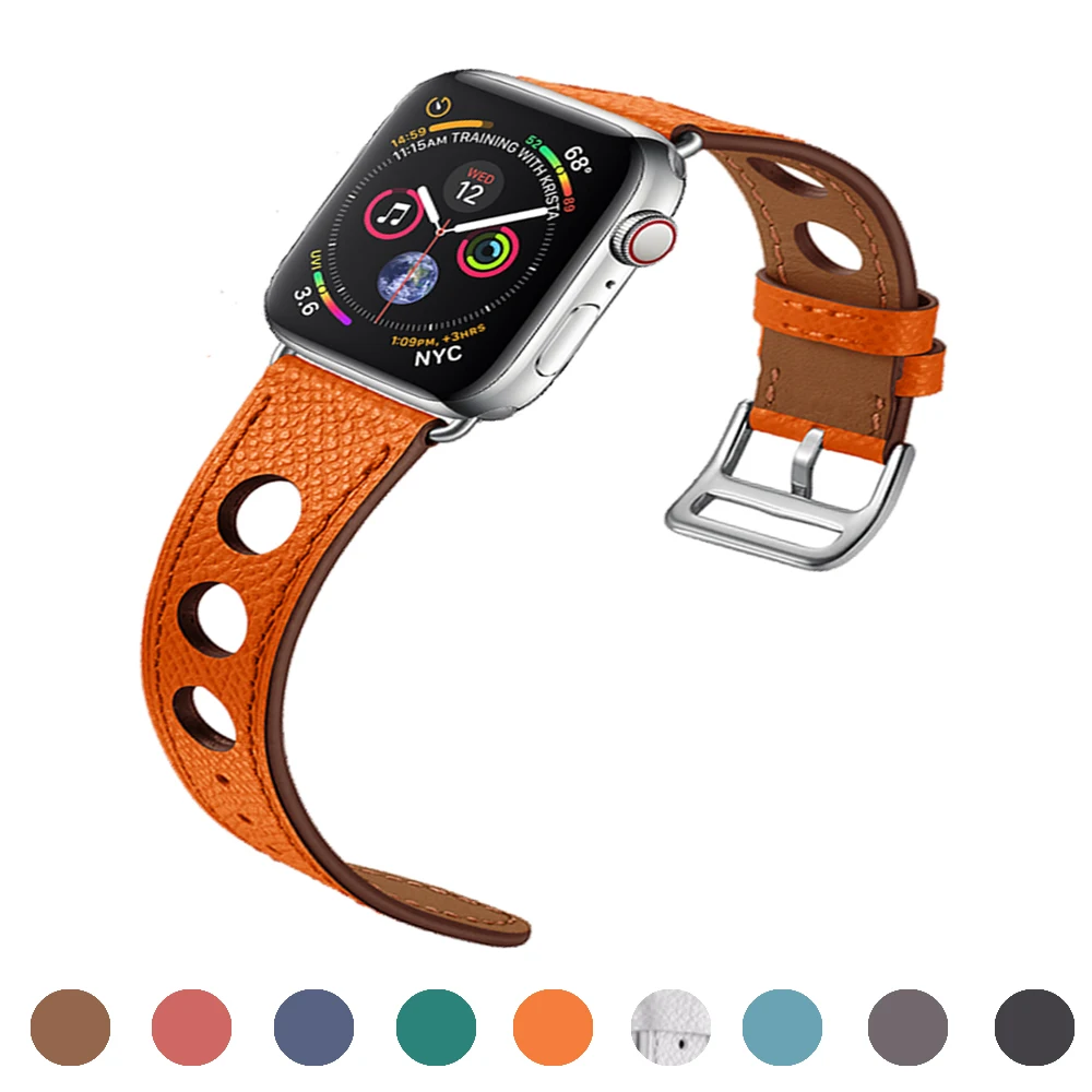 Leather strap For Apple Watch band 4 42mm 38mm 44mm 40mm iwatch series 3 2 1Stainless steel buckle wrist watchband bracelet belt | Наручные