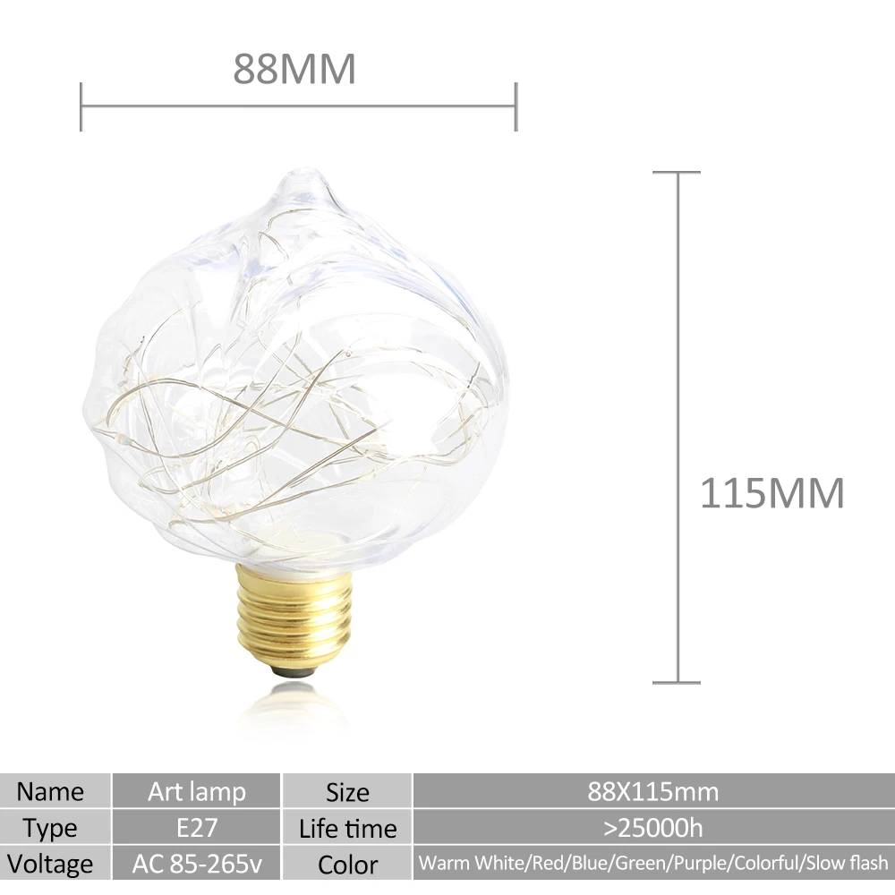 1 шт. AC85 265V Светодиодная лампа E27 светодиодная гирлянда kerst Verlichting прозрачные
