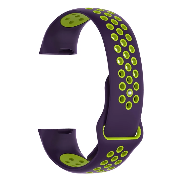 Purple Green Силиконовый ремешок для Fitbit Charge 3 фитнес-трекер спортивные Smartwatch двойной цвет пористые дышащие часы - Цвет: Purple Green