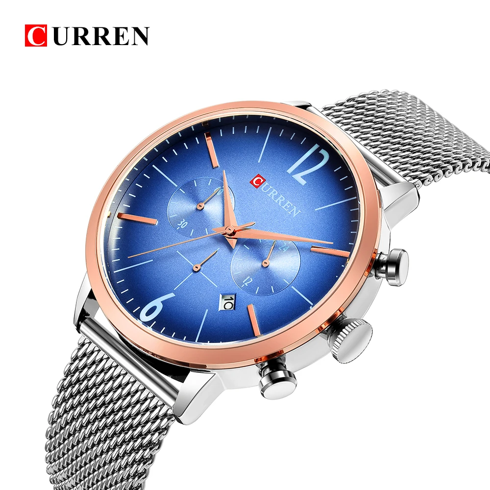Relogio Masculino Luxury Brand CURREN Sport Chronograph Watches Men Mesh Band Multifunction Waterproof Quartz Watch dropshipping | Наручные