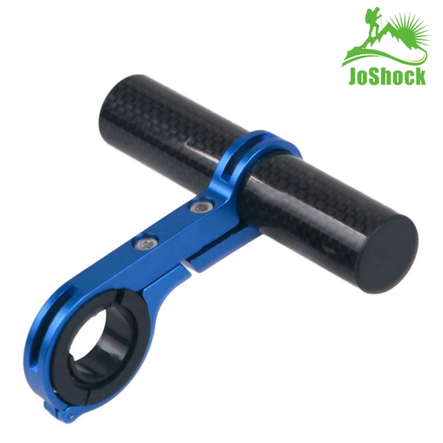 JoShock велосипедный руль расширенный 20 см кронштейн велосипедный держатель фары фонарь лампа Поддержка Алюминиевый сплав волокно стенд - Цвет: carbon blue single