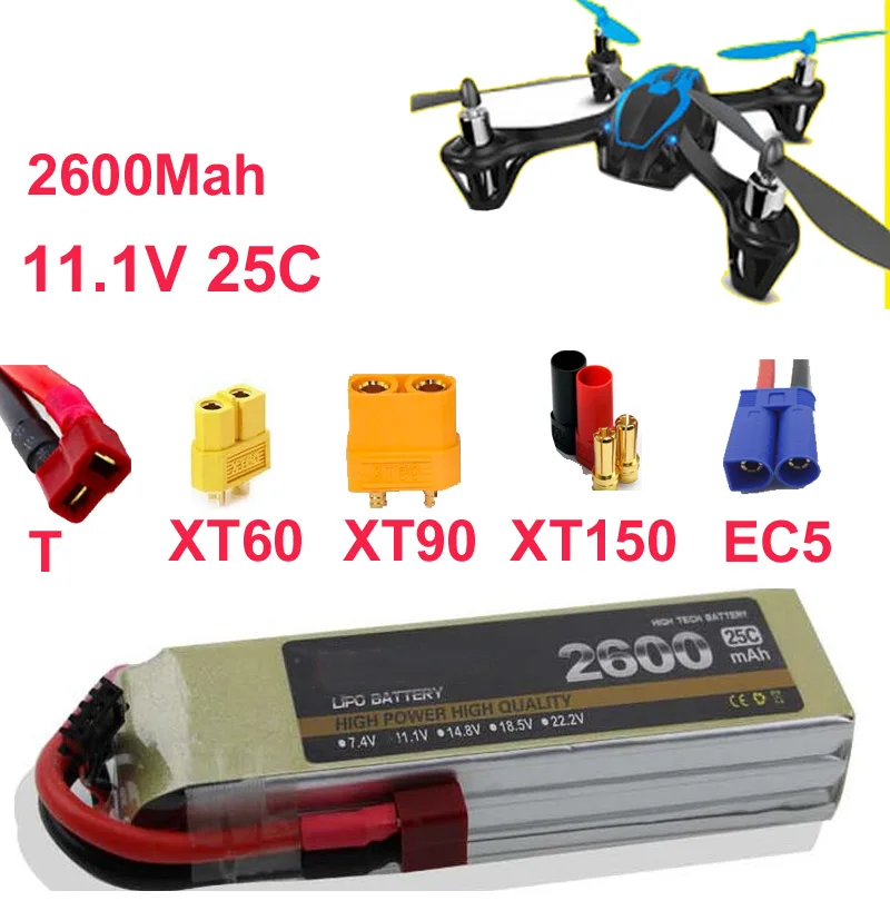 

Discharge Rate 25C 3S 11.1V 2600Mah 28WH LiPo Model Aircraft Power Li-poly Cell Low Resistance Drone Battery FPV Powering Source