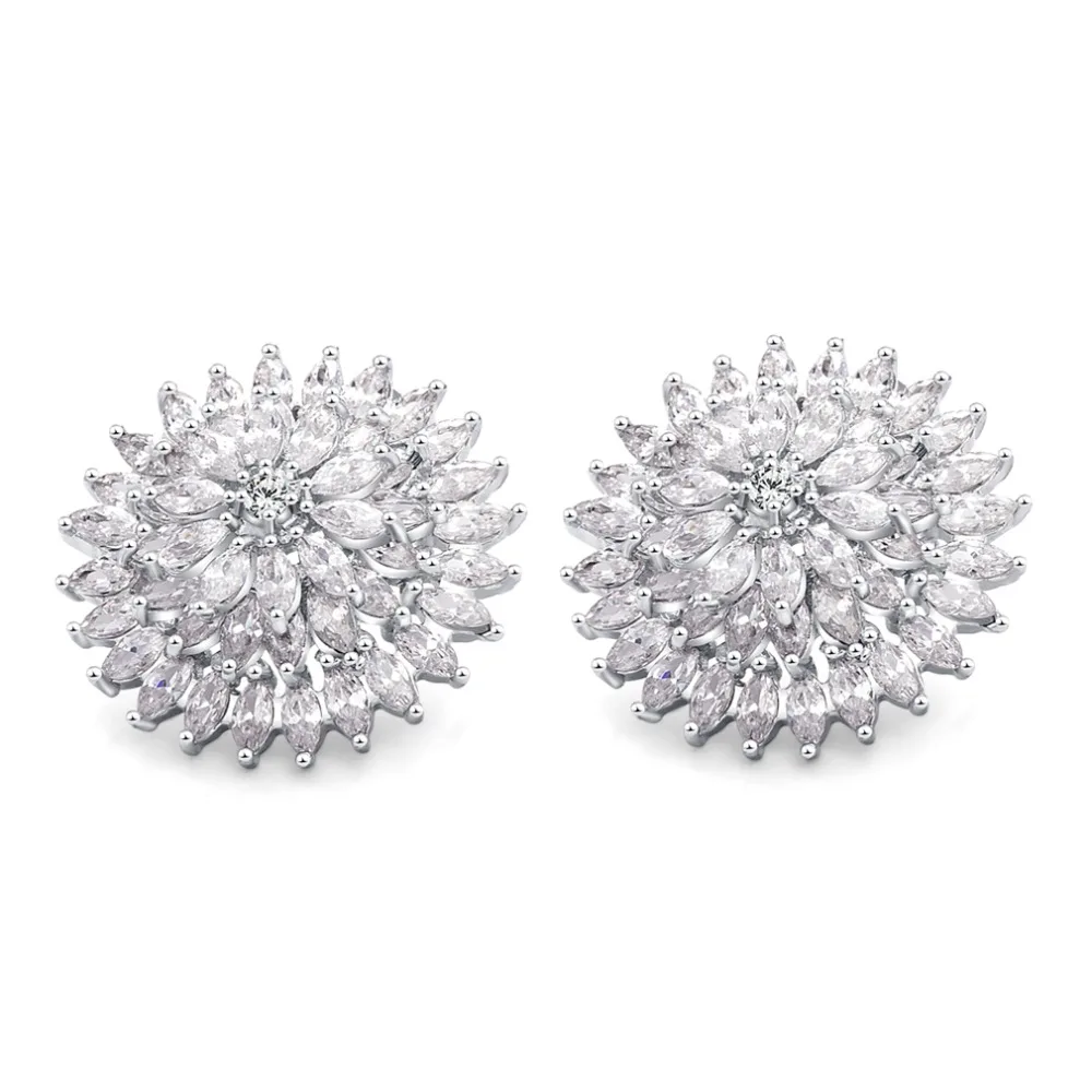 Luxury AAA Cubic Zirconia Elegant Stud Earrings for Women Wedding Engagement Classic Stone fashion jewelry Wholesale | Украшения и