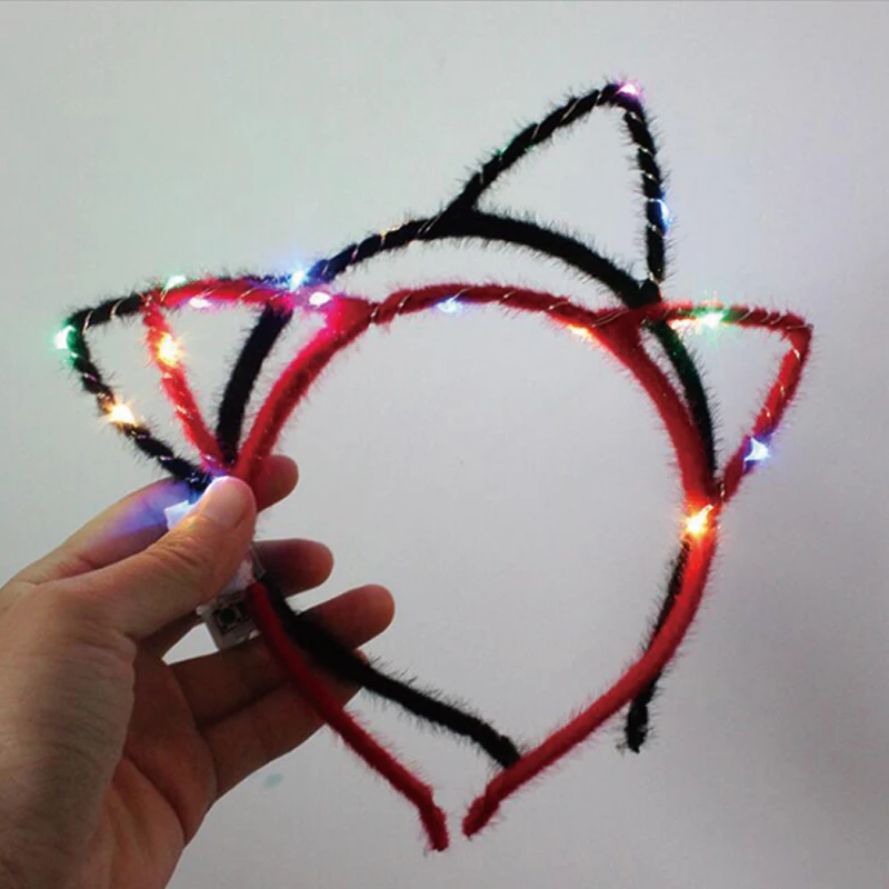 Светящиеся ободки с кошачьими ушками мигающие для волос свадебные украшения