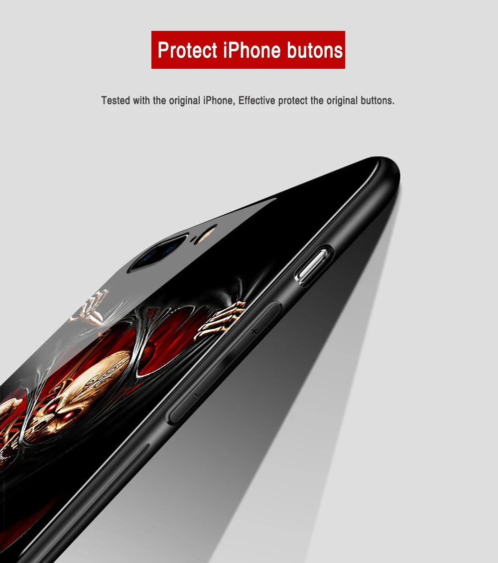 Finder чехол Чехол для iPhone 7 стеклянный чехол крутой череп узорная твердая задняя крышка для iPhone 6 6S 7 8 plus X XR XS MAX 11 pro max