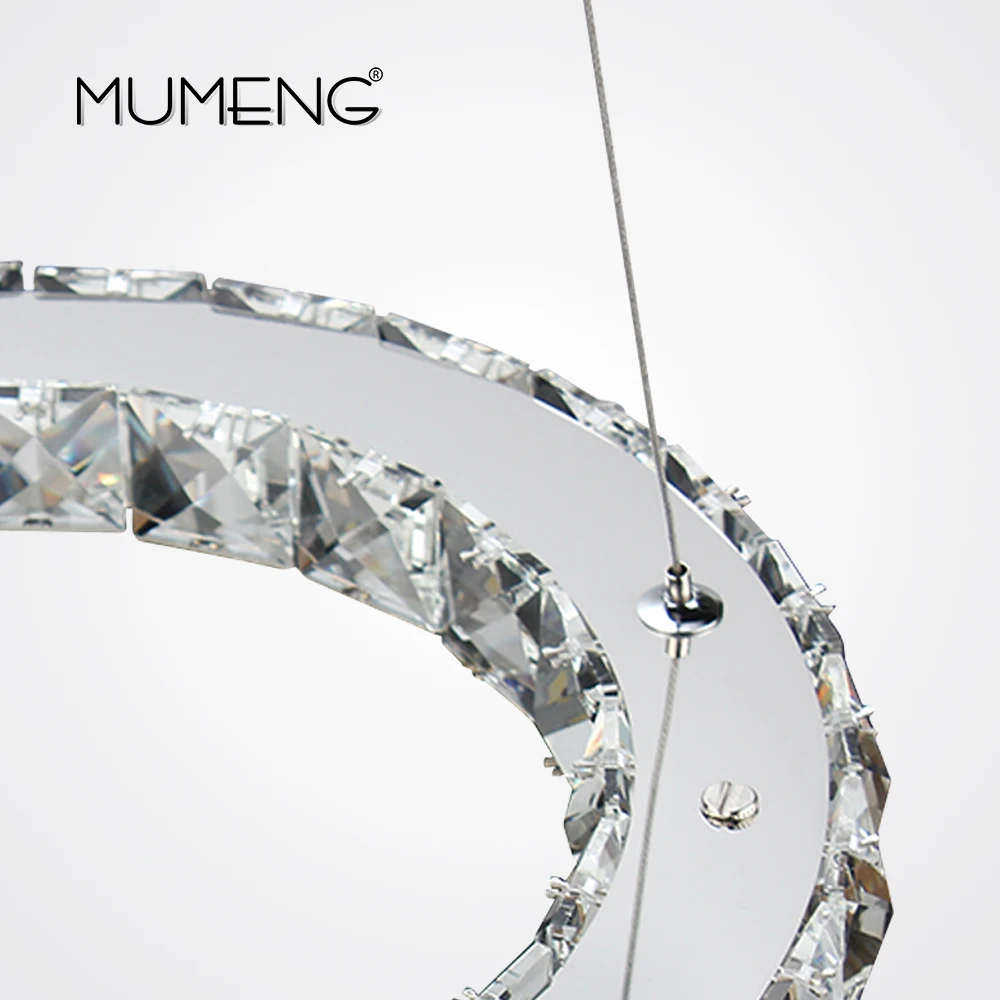mumeng K9 Crystal Chandelier LED Circle Kitchen Luminaria Ring Dining room living Hanging Lamp 90-265v Light Fixture | Освещение