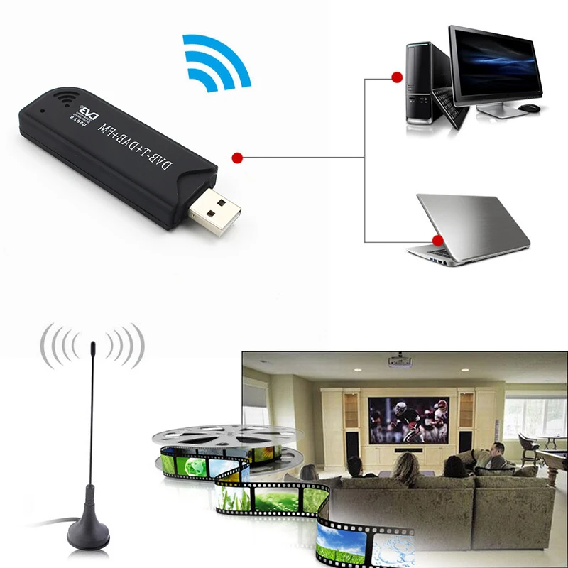 Цифровой ТВ тюнер с антенной O4 USB 2 0 FM DAB DVB T RTL2832U R820T SDR HD|tv stick|dvb-t rtl2832udab fm |