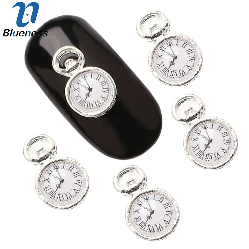 Nail Tools 10Pcs/Lot 3D Art Decoration Sliver Clock Design Nails Accessories DIY Manicure Supplies TN2056|3d nail art|3d art design3d decoration |