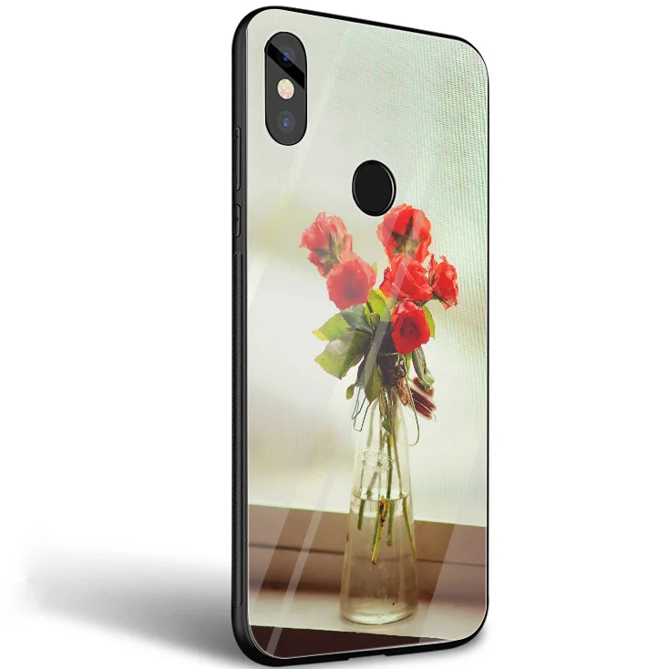 GerleeK Glass TPU Flowers Rose Peony Case Cover for Xiaomi 8 Lite A1 9 pocophone F1 Redmi Note 5 6 7 Pro 6A 4X | Мобильные телефоны