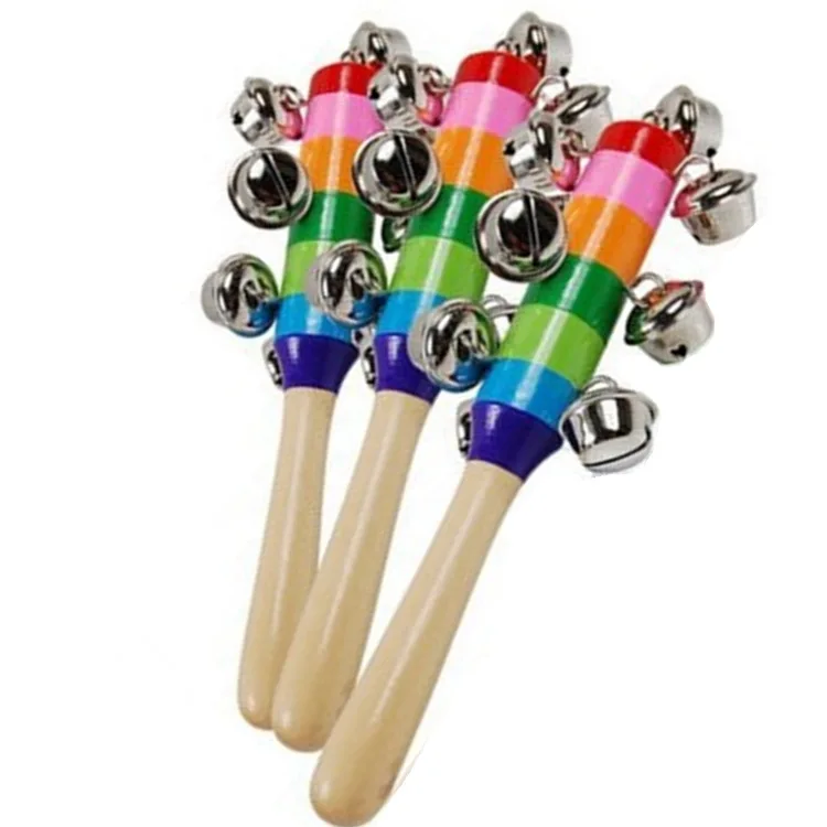 Деревянные детские погремушки колокольчиками Радуга Детские Jingle Bells дрожания