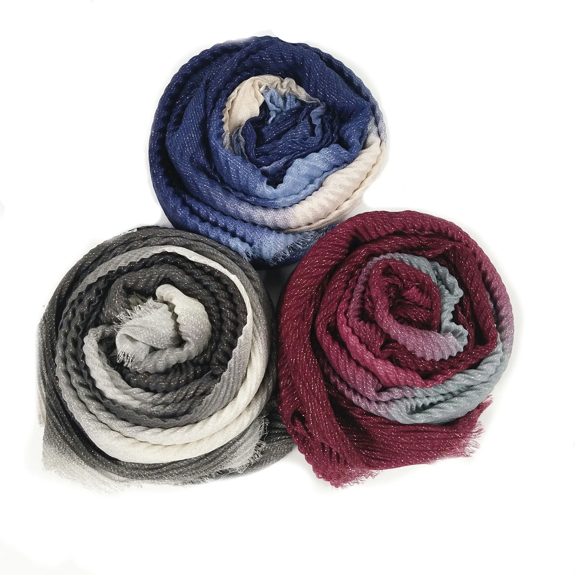 

Crinkle hijab women scarf scarves ombre glitter lady shawl with glitter crumple headband wrap 10pcs 1lot