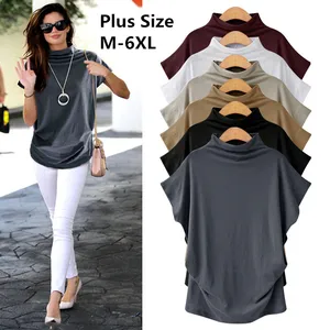 2020 хлопковая футболка, женские топы, новинка 2019, женская Свободная рубашка с воротником-стойкой, Модный женский топ большого размера