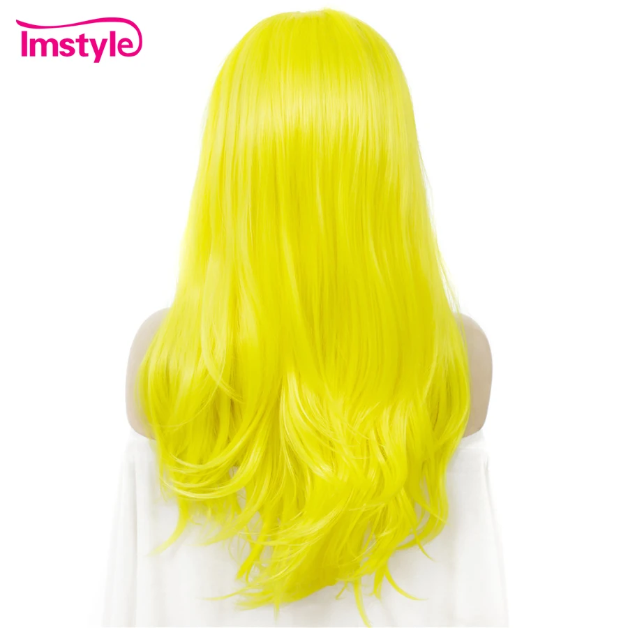 Imstyle желтый парик прямые синтетические кружевные передние парики для женщин