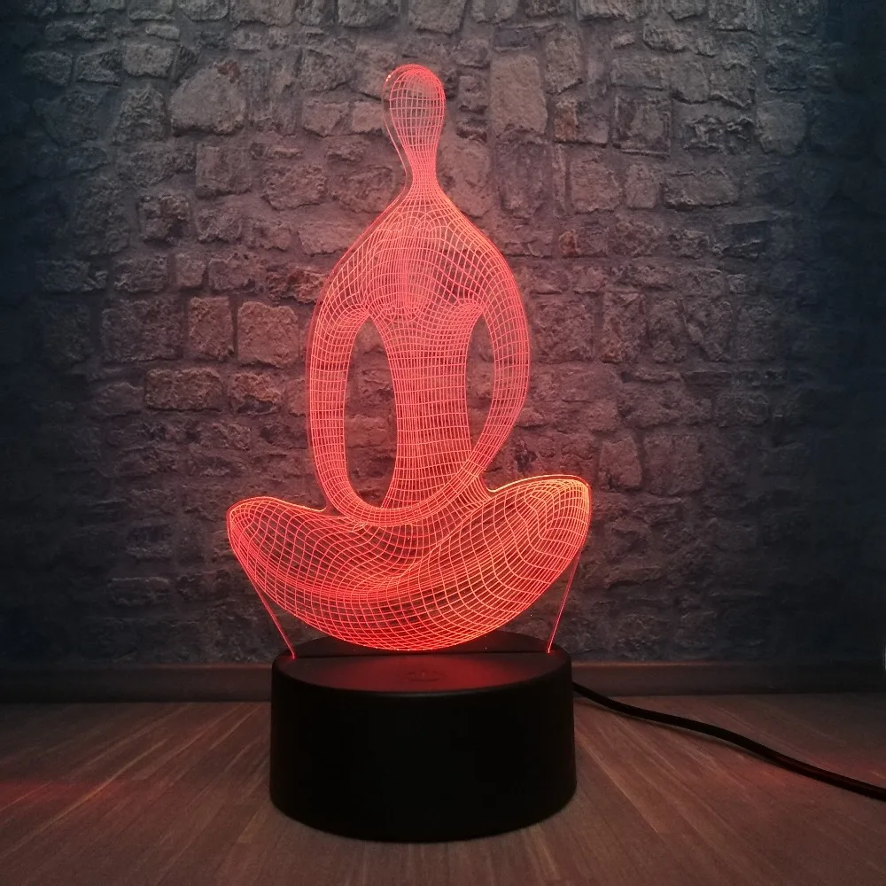 3D лампа для йоги медитация USB ночной Светильник многоцветный светодиодный