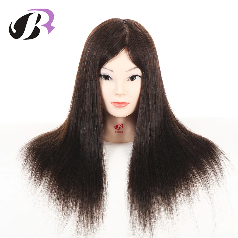 Female 45cm Professional Hairstyling Training Head Real Human Hair Mannequin Hairstyles Model Manikin Wig Dolls With Clamp