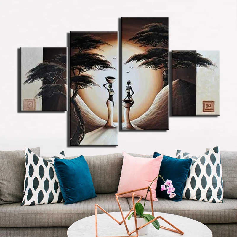 

100%Hand Painted 4 Pcs Art Curtain Landscape Wall Sticker Oil Painting On Canvas Abstract Scenery Decorative Artwork