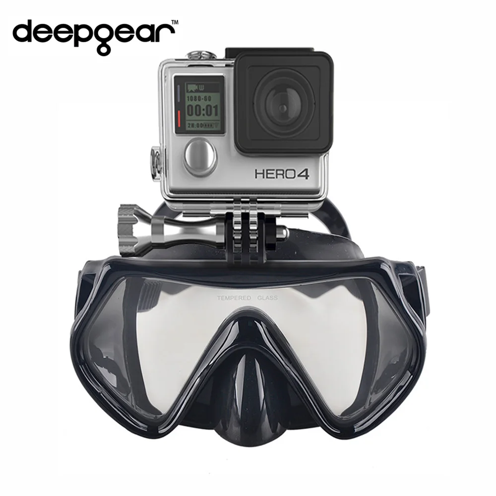 Deepgear камера маска для дайвинга С Одним Окном закаленная Для Взрослых Черная