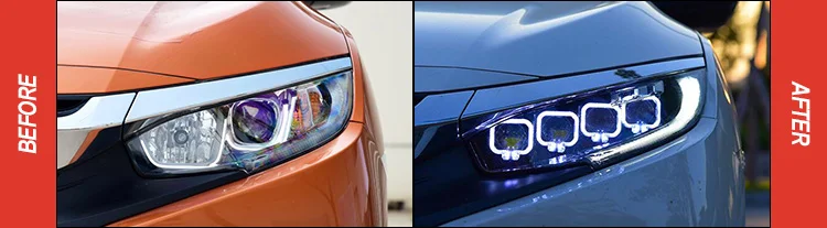 АКД Тюнинг автомобилей фары для Honda CIVIC X G10 Bugatti светодиодные фары DRL ходовые огни биксеноновый луч Противотуманные фары с ангельскими глазками