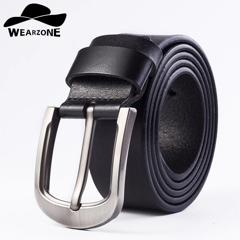 

WEARZONE Men Belts High Quality Genuine Leather Belt Man Fashion Strap Male Cowhide Belts For Men Jeans Cow Leather