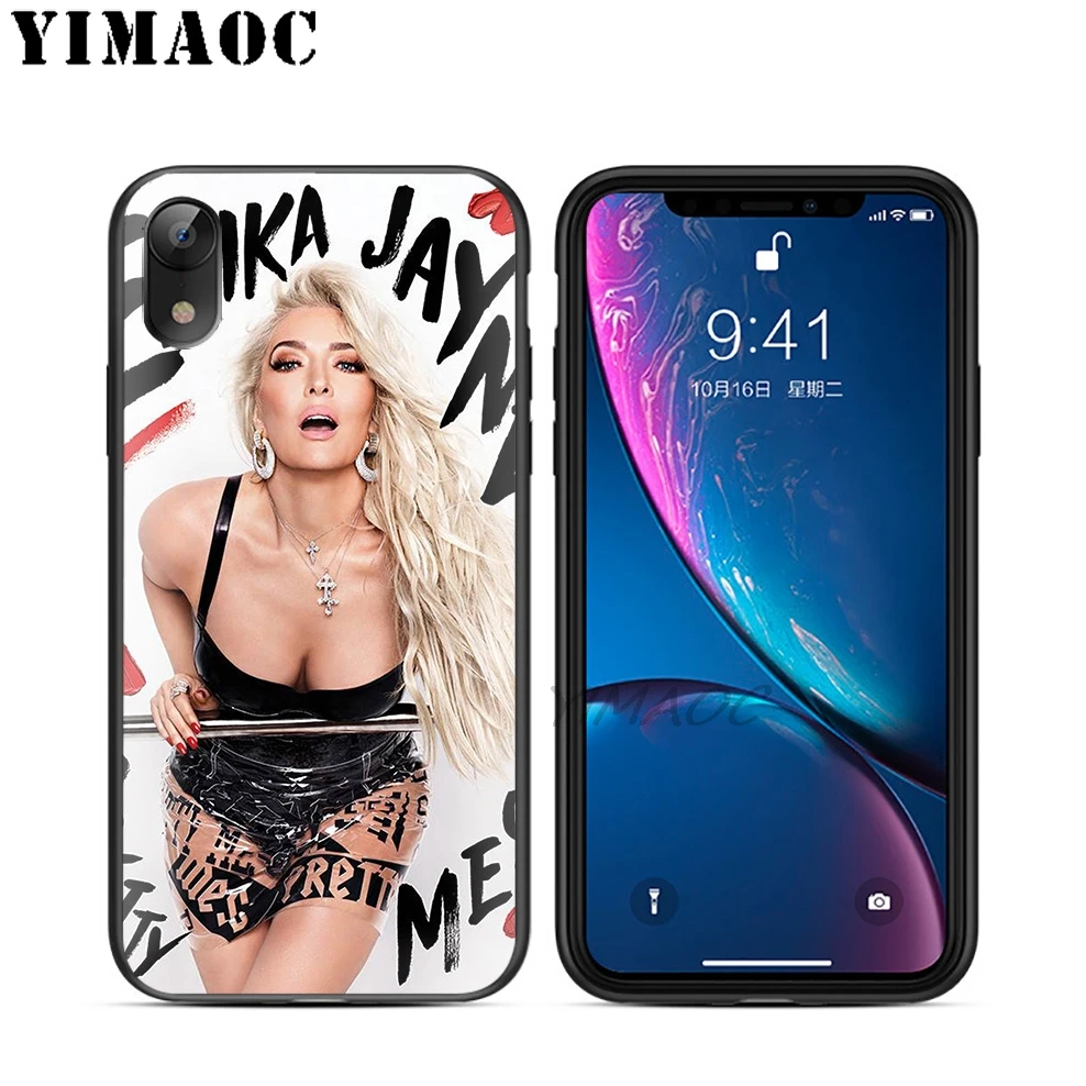 YIMAOC Erika Jayne Singer Soft TPU Black Silicone Case for iPhone X or 10 8 7 6 6S Plus 5 5S SE Xr Xs Max |