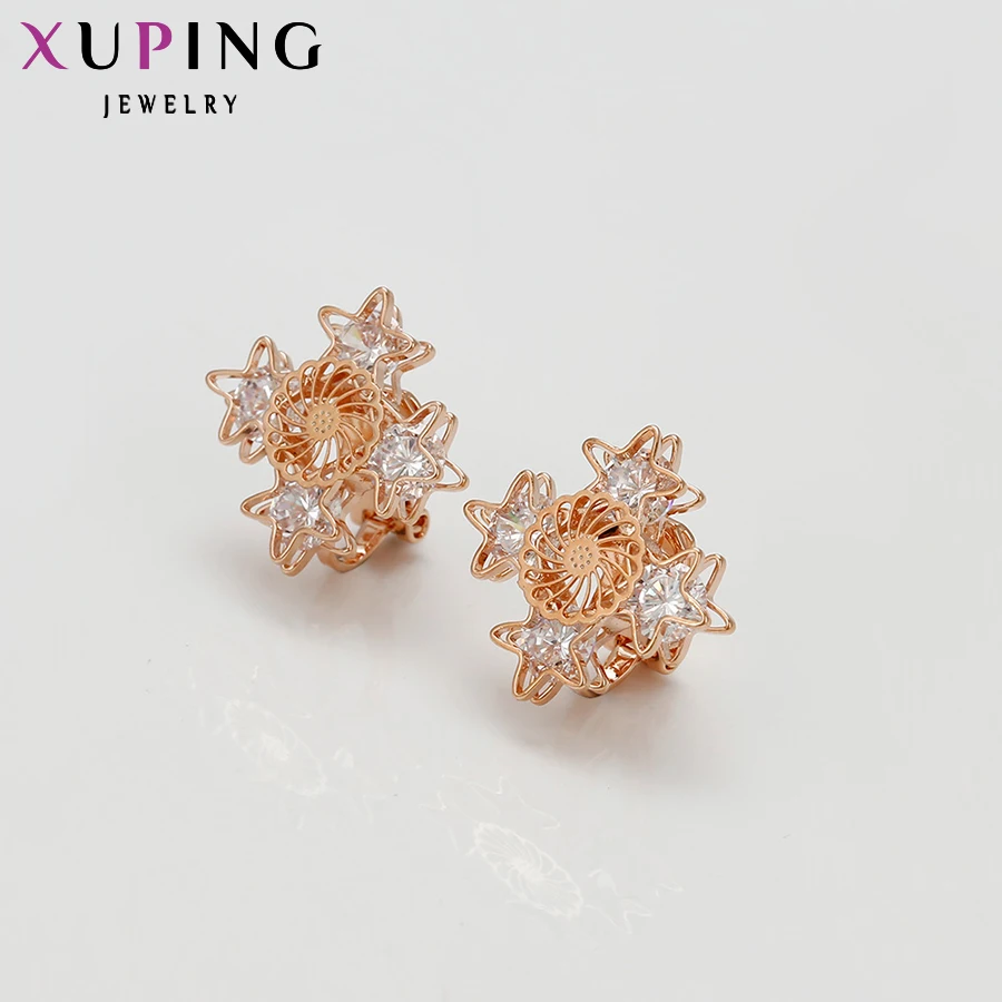 Модные серьги Xuping романтичные женские серьги-клипсы с золотым покрытием