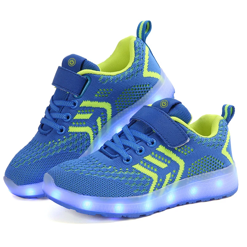 

Breathable 2018 New 25-37 USB Charger Glowing Sneakers Led Children Lighting Shoes Boys/Girls illuminated Luminous Sneaker Black