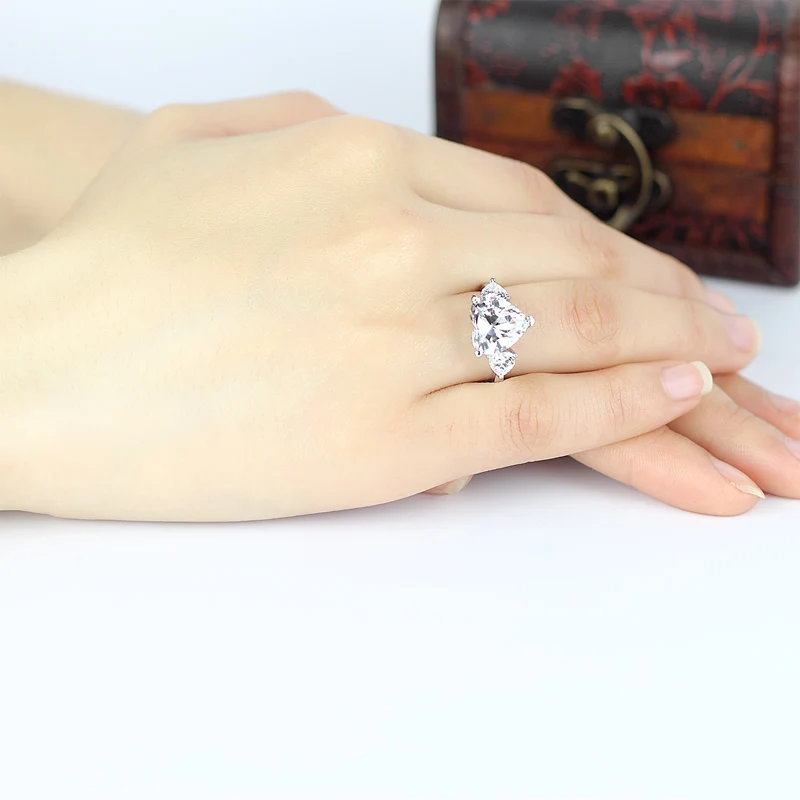 QYI 5 ct классические обручальные кольца 925 пробы Серебряное сердце огранка Sona Имитация бриллианта женские свадебные ювелирные кольца Подарки