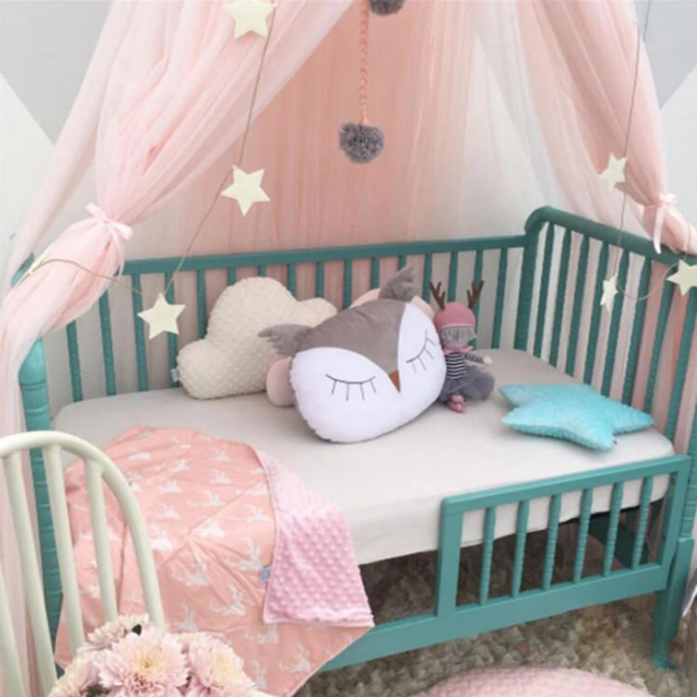Baby Bed Foldable Mosquito Net Kids Bedding Dome Crown Hanging Canopy Curtain Princess Play Tent Girl Cribs Baby Room Decoration