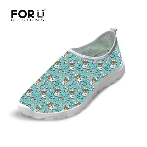 FORUDESIGNS/Лидер продаж; милый узор с изображением сиделки из мультфильма; Летняя женская обувь на плоской подошве; дышащие женские кроссовки из сетчатого материала; светильник; Вес; Zapatos - Цвет: H7381AA