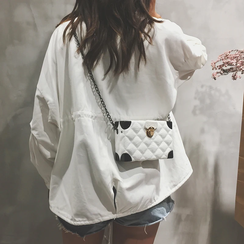 Simple Rhombic Design Buckle Fashion Pu Leather Box Style Women's Clutch Bag Chain Purse Shoulder Handbag Mini Messenger | Багаж и