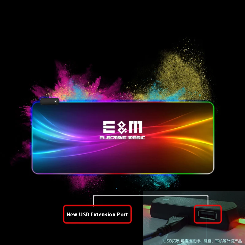 Мышь Pad памяти RGB светодиодный светильник вишня розовый красочные usb-хаб