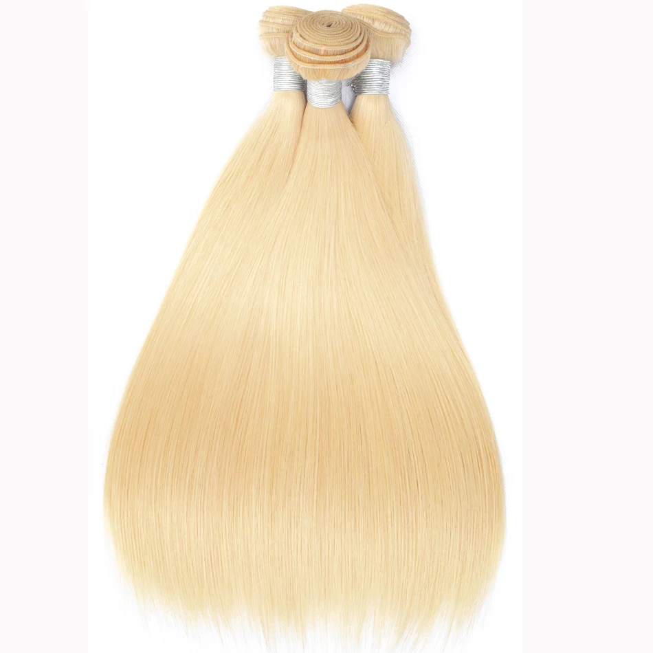 613 Bundles with Closure Straight Tuneful Brazilian Remy Hair Weave 3 Blonde Human Weft | Шиньоны и парики