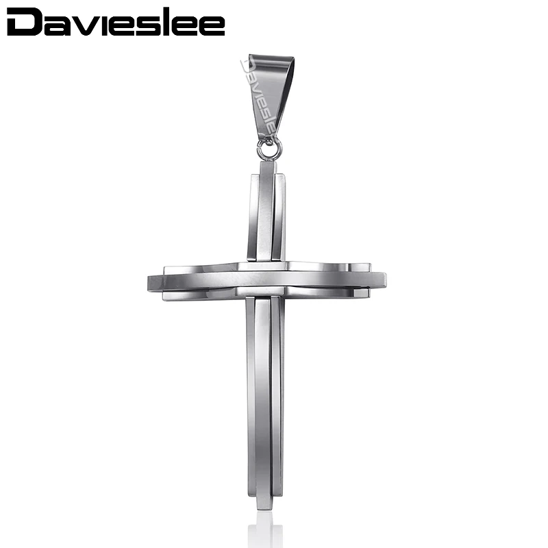 KP355 Davieslee 15 видов стилей многослойный Крест Кулон для мужчин золотой серебряный черный тон нержавеющая сталь прозрачный CZ трендовые ювелирные изделия LKPP1 - Окраска металла: KP355