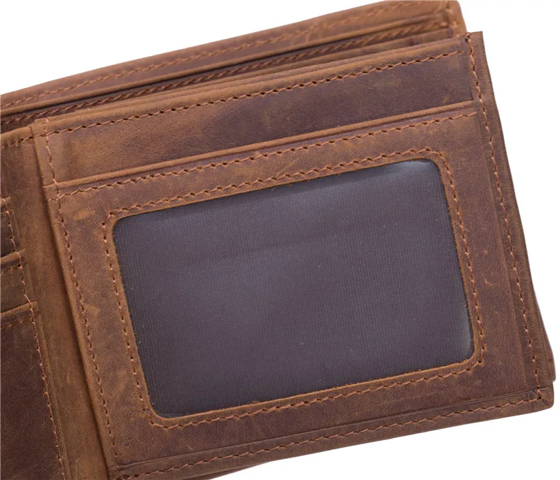 

Men's Short Wallet Genuine Leather Casual Credit ID Card Holder Pouch Photo Slot Money Cash Wallet For Male Luxury Purse