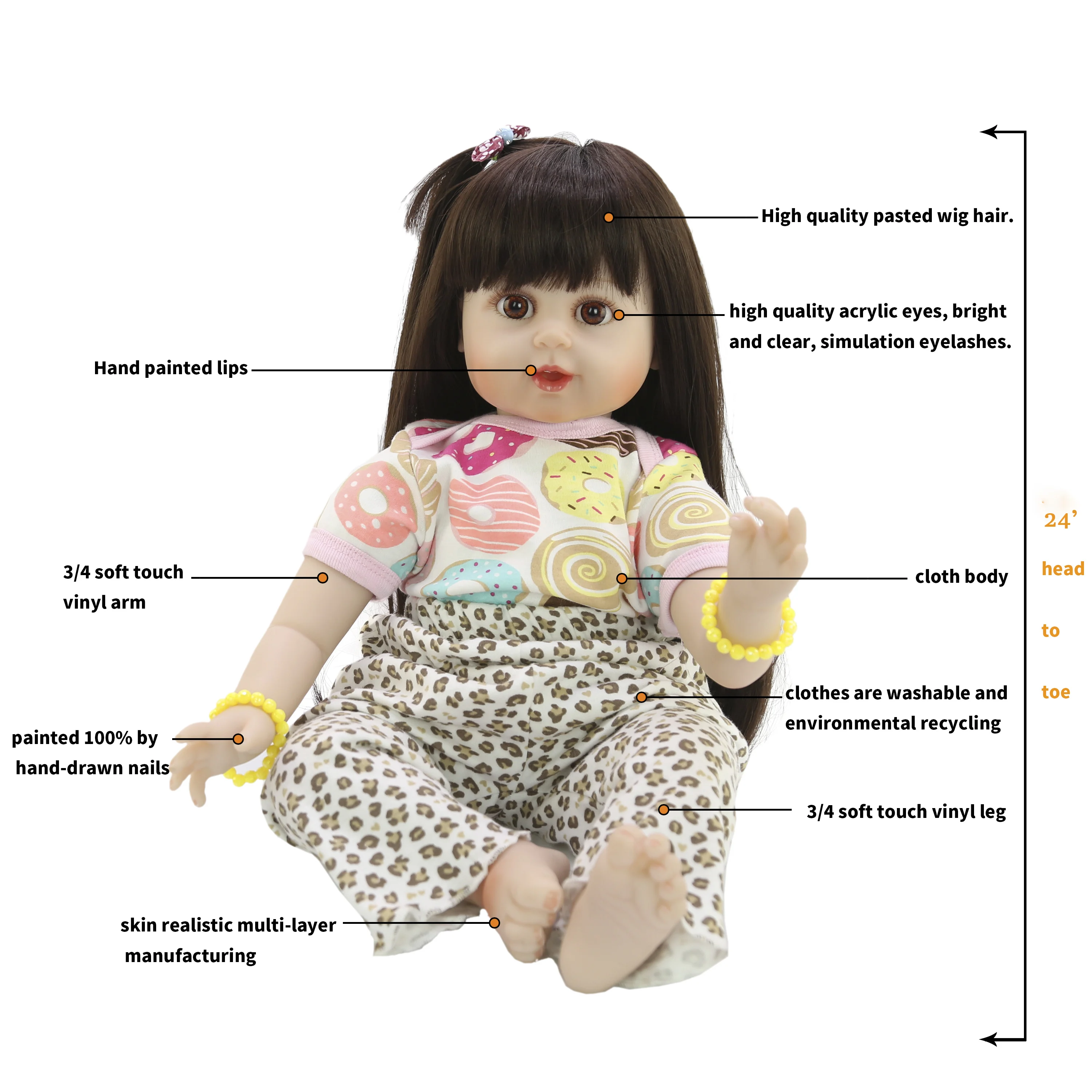 KEIUMI Прекрасный 24 &quot60 см Reborn Toy Сенсорный силикон виниловый пупсик для девочки