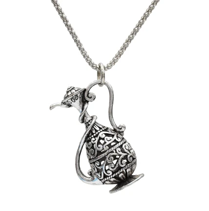 Silver Necklace Винтажное античное золотое ожерелье в виде чайника с объемным кувшин для бутылок, кувшин, ожерелье с кулоном для девочек, Очаровательное длинное ожерелье в виде змеиной цепочки, ожерелье макси - Окраска металла: Silver Necklace