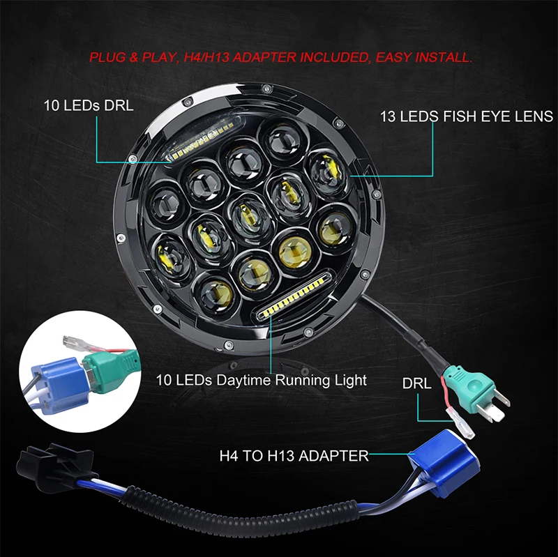 Комплект светодиодных фар 40 Вт 7 дюймов ходовые огни H4 H13 дальний и ближний свет