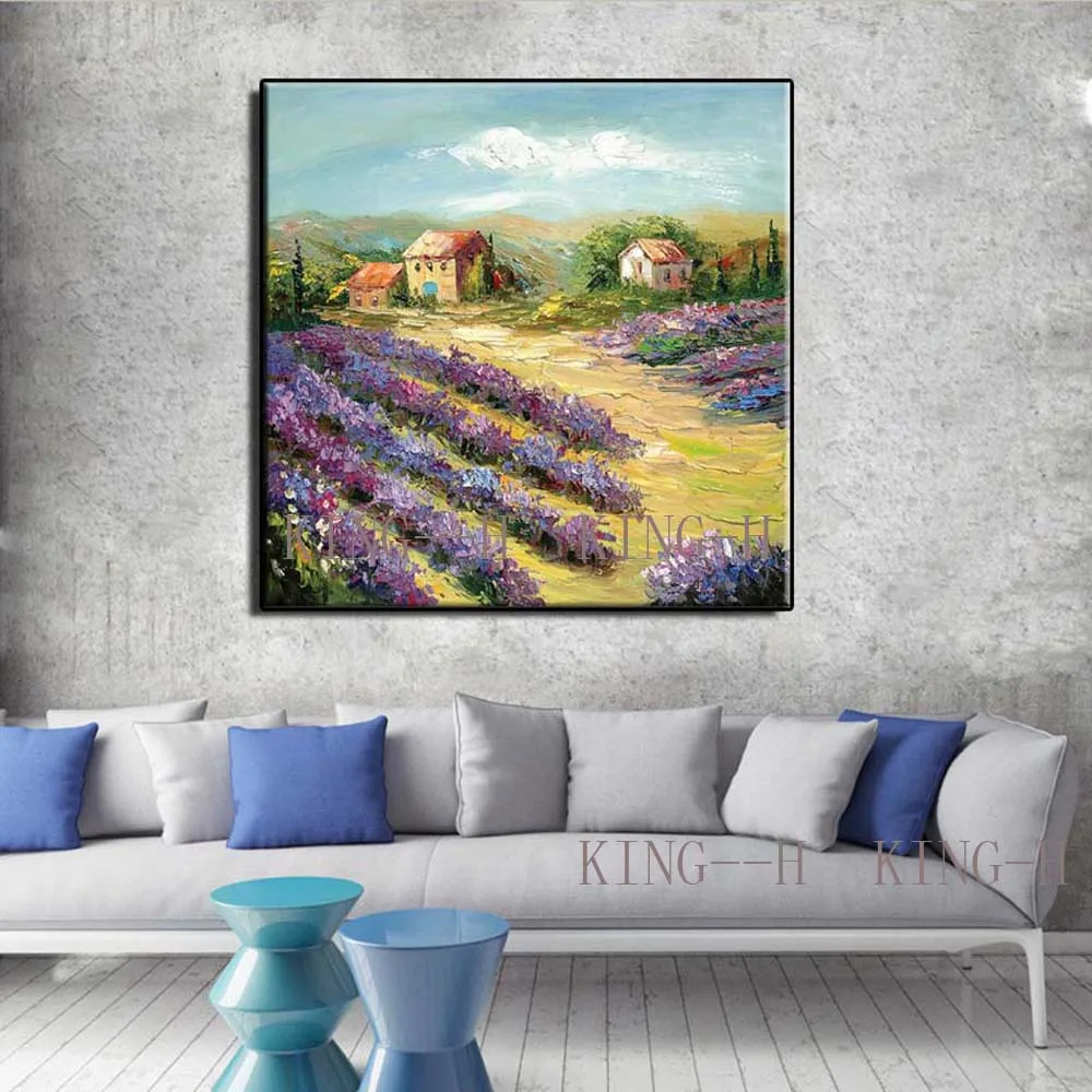 

Hand-painted Landscape oil painting scenery pastoral scenery red harvest rural decorators porch sofa hall