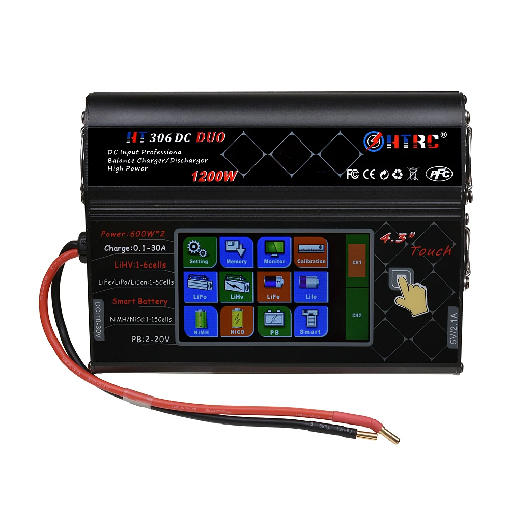 HTRC HT306 DC DUO 600 Вт * 2 30A двойной ЖК сенсорный экран балансирующее зарядное устройство