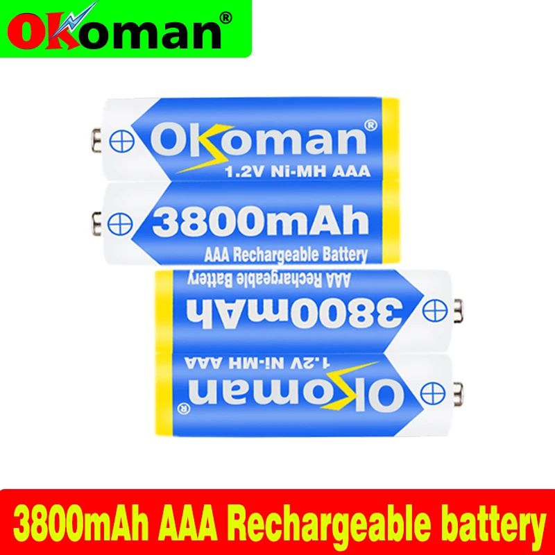 4 20 штук AAA 1 2 V Ni MH 3800mah 3a перезаряжаемые аккумуляторы aaa аккумуляторные