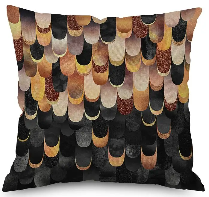Nordic Style Watercolor Geometry Throw Cushions Creative Ink Mountaion Stone Geometric Printed Plush Chair Pillow Seat Pad - Цвет: A8