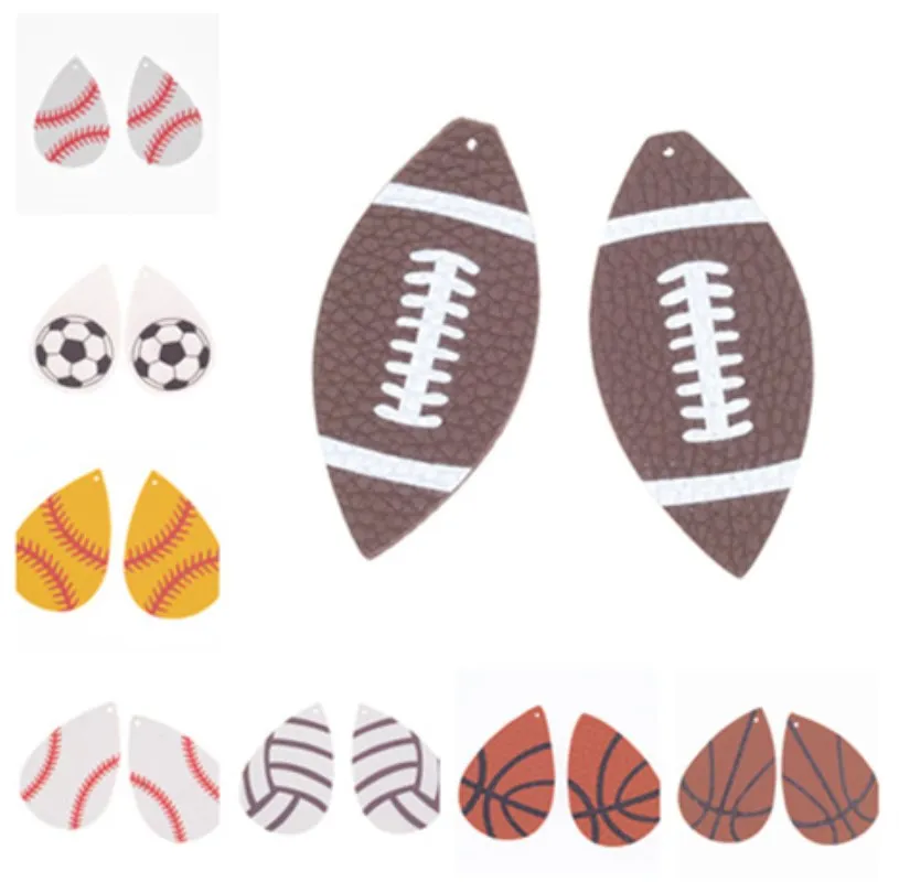 10 шт./лот серьги из искусственной кожи для бейсбола аксессуары Овальные Подвески