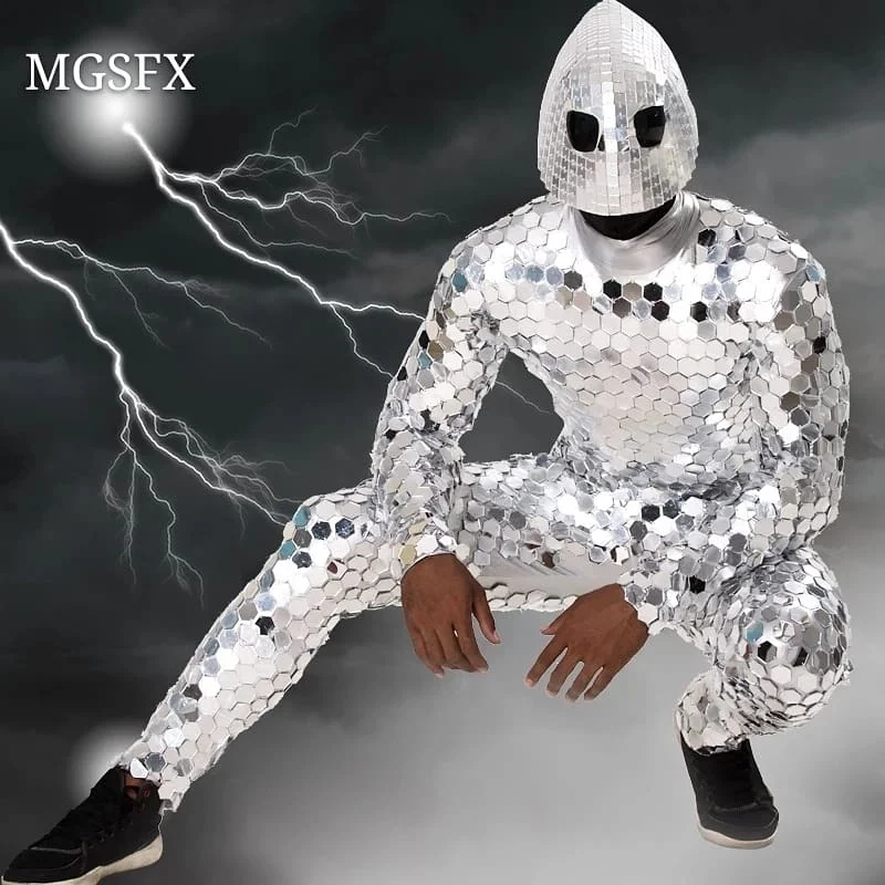 Mirror jumpsuit mirror man dance suits Costume for nightclub stage performance | Ballroom