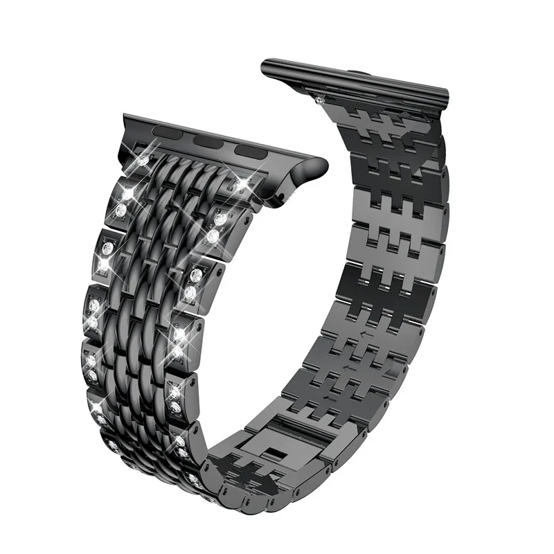 black Ремешок для Apple Watch 4, 44 мм, ремешок 38 мм, серия 4, 3, 2, 1, браслет из розового золота, браслет из нержавеющей стали для Apple Watch 42 мм, ремешок 40 мм - Цвет ремешка: black