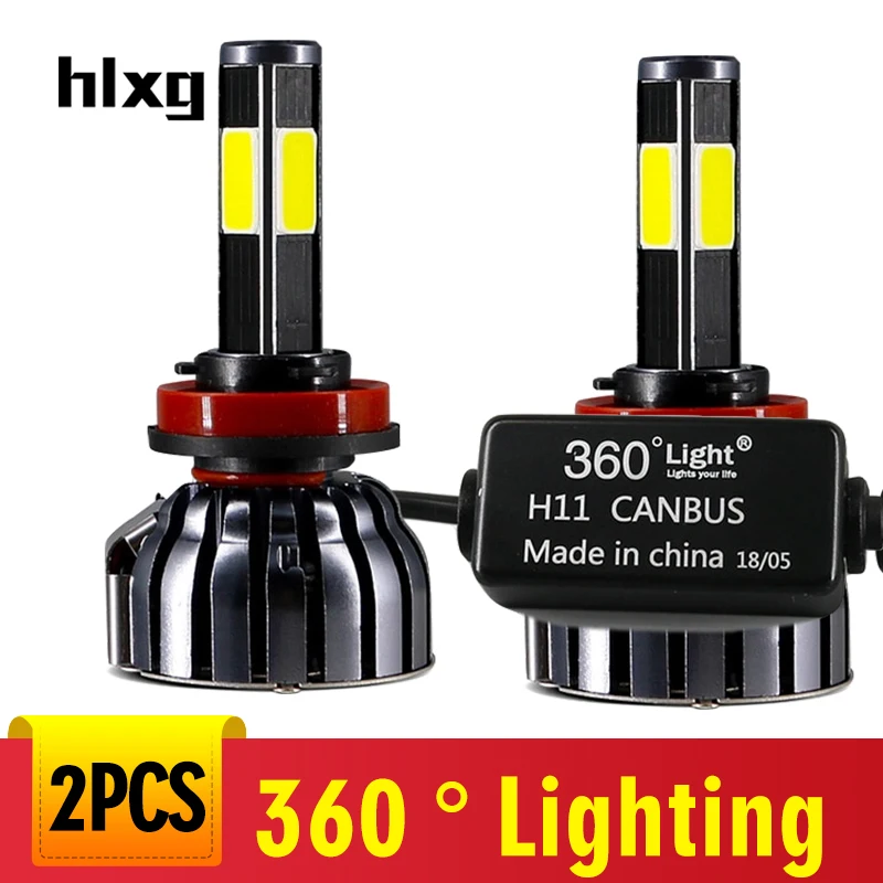 Hlxg Новое 4 стороны люмен COB 12000LM H8 H11 9006 HB4 9005 HB3 Автомобильные фары комплект H4 светодиодный H7 12V светодиодный авто лампа 4300k 5000k 6000k 8000k