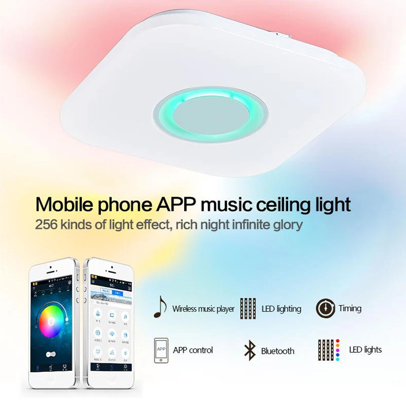 Музыкальная потолочная лампа с bluetooth динамиком современные светильники RGB